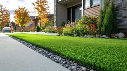 Artificial Grass Lawn in a Backyard
