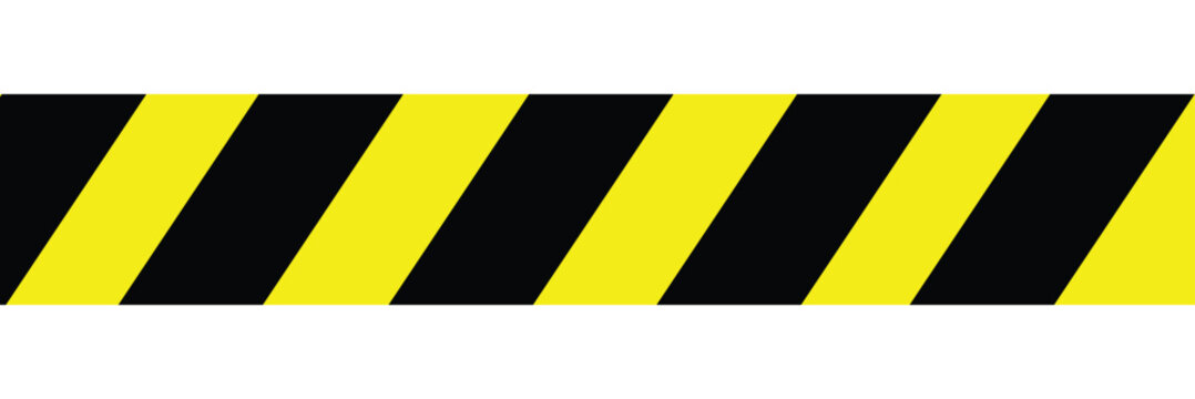 Warning yellow black diagonal stripes line. Safety stripe warning caution hazard danger road vector sign symbol. Long danger ribbon. Vector illustration on white background. Eps file 104.