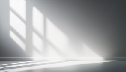 Realistic and understated abstract light white background with fuzzy windows shadow overlay on wall paper texture