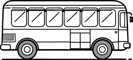 Black And White Illustration Of A Vintage Bus Design