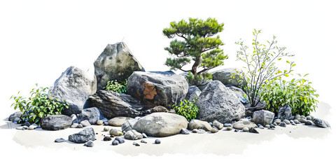 Japanese Zen Garden: Serene Rock Arrangement