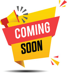 Coming Soon dynamic Text banner with megaphone