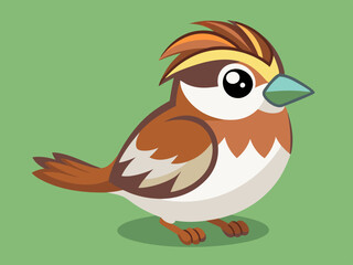 Mignon Oiseau Chipping Sparrow Set Cartoon Vector