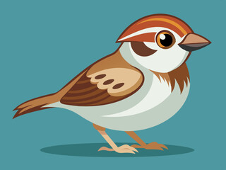 Mignon Oiseau Chipping Sparrow Set Cartoon Vector