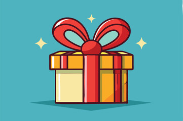 gift box with red ribbon vector art illustration