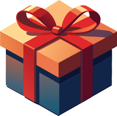gift box with red ribbon vector art illustration
