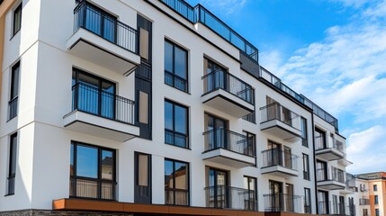 Fototapeta premium Modern Apartment Building with Yellow Facade