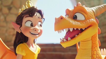 A princess meeting a dragon and forming an 