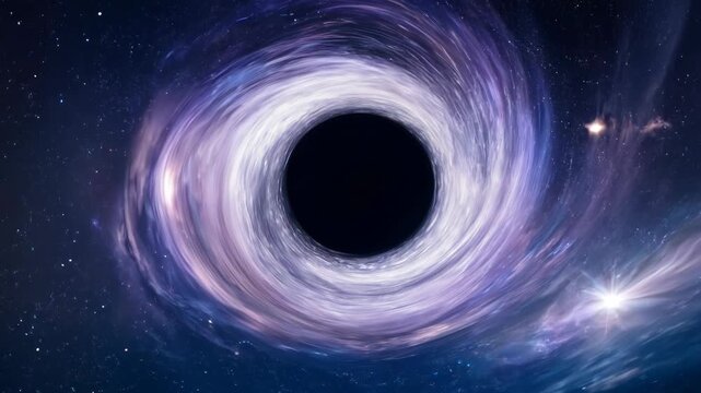 Black hole in space. Scientific phenomena of black hole star in space attracting galaxies
