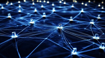 Obraz premium Network security system is protecting data with luminous connections on a motherboard