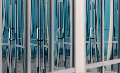 abstract background reflected in the glass windows of the building