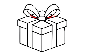 gift box with red ribbon vector art illustration