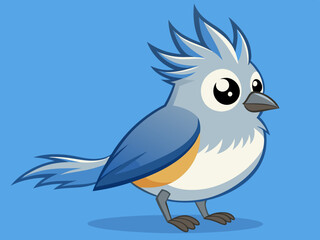 Mésange touffeté, oiseau volant, séquence d’animation, dessin animé, vecteur,
