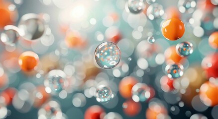 Floating Bubbles and Spheres in a Vivid Abstract Background