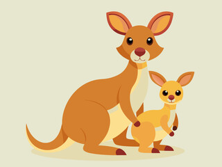 Mère kangourou avec son bébé, mignon animal famille vecteur illustration 
