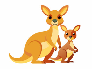 Mère kangourou avec son bébé, mignon animal famille vecteur illustration 
