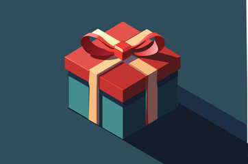 gift box with red ribbon vector art illustration