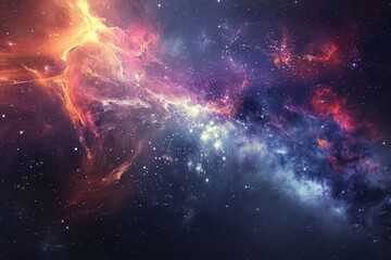 Glowing Nebula and Stars in the Cosmos