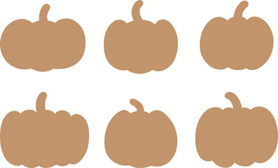 Vector illustration Pumpkin set. Hand drawn silhouette of pumpkins isolated on a transparent background