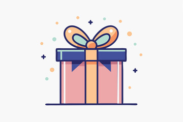 gift box with red ribbon vector art illustration