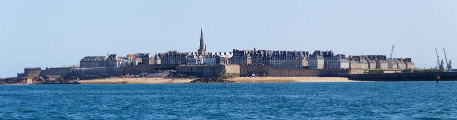 View over the historic walled city of Saint-Malo from Dinard, Brittany.
