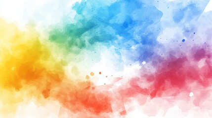 A vibrant, colorful abstract watercolor painting with a blend of yellow, green, blue, purple, and red hues.