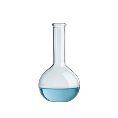 Clean laboratory flask with blue liquid, ideal for scientific, educational, and creative use in various projects. transparent background