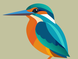 Kingfisher Flat Design Vector illustration 