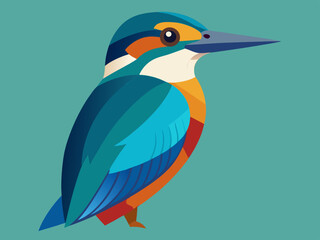 Kingfisher Flat Design Vector illustration 