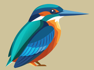 Kingfisher Flat Design Vector illustration 