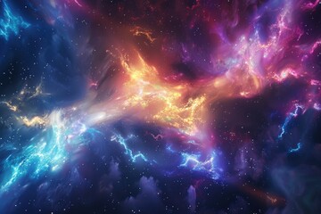 Glowing Nebula and Gaseous Space Clouds with Stars