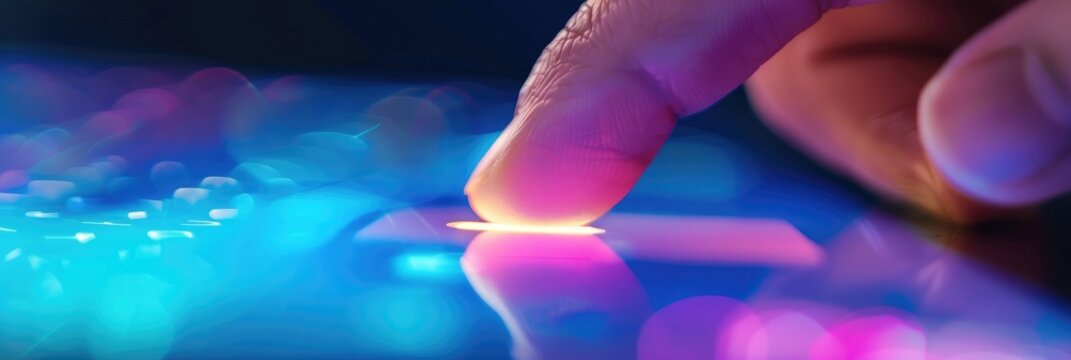 Blurred imagery of a finger applying pressure on the enter key