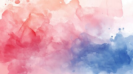 Fototapeta premium A calming blend of pink, red, and blue watercolor splashes, creating a soothing abstract atmosphere.