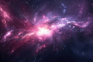 Majestic Purple Galaxy Formation with Stars and Nebulae