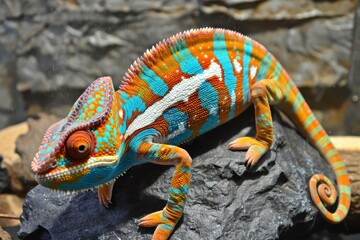 An image of a chameleon with its distinctive color-changing ability, its captivating appearance and adaptive behavior showcasing its uniqueness in the animal kingdo