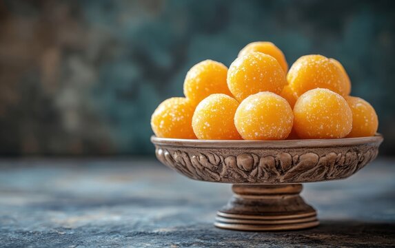 Laddu and pedha sweets on Indian holidays Diwali, Gudi padwa, Indian new year, Navaratry