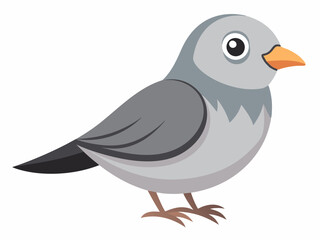 Le Moucherolle gris est un petit passereau insectivore de la famille des Tyrannidae. Passerin Oiseau Dessin animé style plat beau personnage d’ornithologie, illustration vectorielle isolée sur blanc
