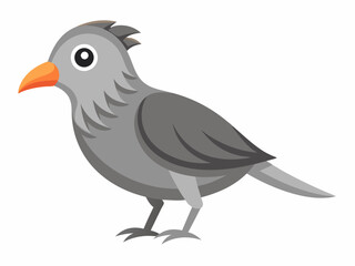 Le Moucherolle gris est un petit passereau insectivore de la famille des Tyrannidae. Passerin Oiseau Dessin animé style plat beau personnage d’ornithologie, illustration vectorielle isolée sur blanc
