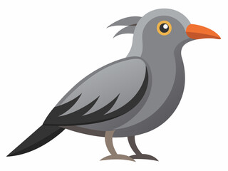 Le Moucherolle gris est un petit passereau insectivore de la famille des Tyrannidae. Passerin Oiseau Dessin animé style plat beau personnage d’ornithologie, illustration vectorielle isolée sur blanc
