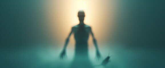 Shadowy zombie customer, ratting nearby, no text, dark lighting