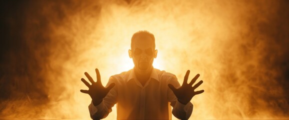 Zombie customer feasting in a dim, atmospheric restaurant, no text, with space for copy