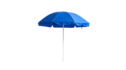 Beach blue folding umbrella on a transparent background. PNG image.