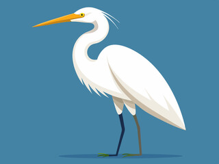 Obraz premium Illustration of a White Egret in Vector Style, Elegant Wildlife Art, Nature Theme.