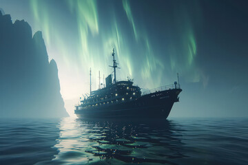 Obraz premium An image capturing the mesmerizing dance of the Aurora Borealis across the Arctic sky, a symphony of colors and light that enchants all who witness i