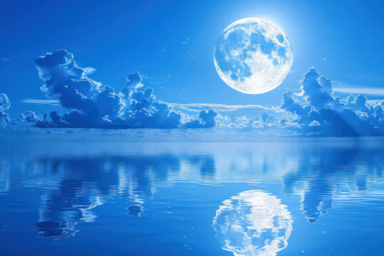 An image capturing the reflection of stars and planets on a calm body of water, doubling the cosmic beauty of the night sky in its mirrored surfac