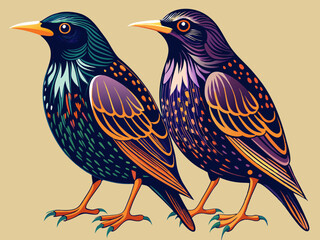 Paire de starlings
