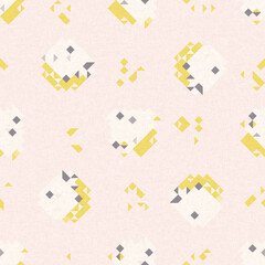Simple glitch geometric seamless abstract pattern with playful woven summer color. Bright whimsical gender neutral bold irregular shape textile Cotton effect background. 