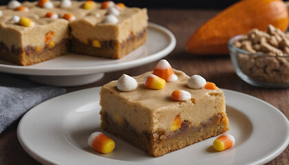candy corn blondies on a plate