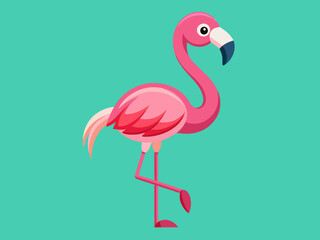 Ensemble de vecteurs flamants roses, oiseau tropical rose dessin animé, icône d’animal d’été, personnage de zoo mignon. Illustration de la faune exotique 