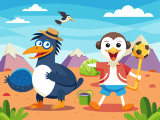 Autruche la pratique du sport dessin animé Animal éléments à thème